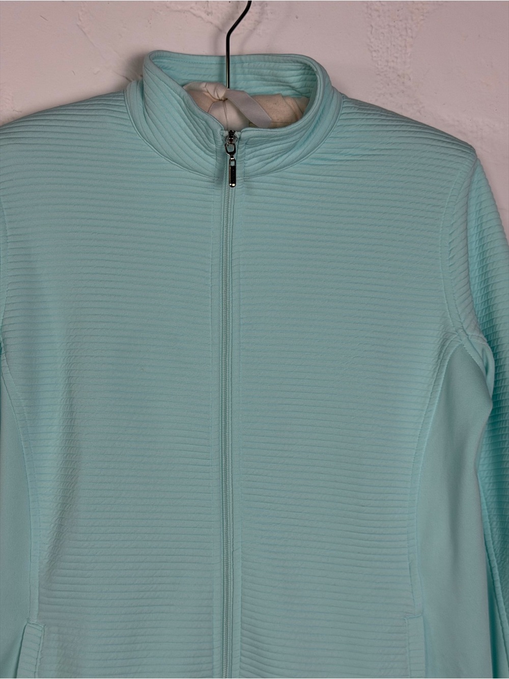 Pebble Beach light aqua Ribbed Performance Jacket - full zip - Picture 11 of 16